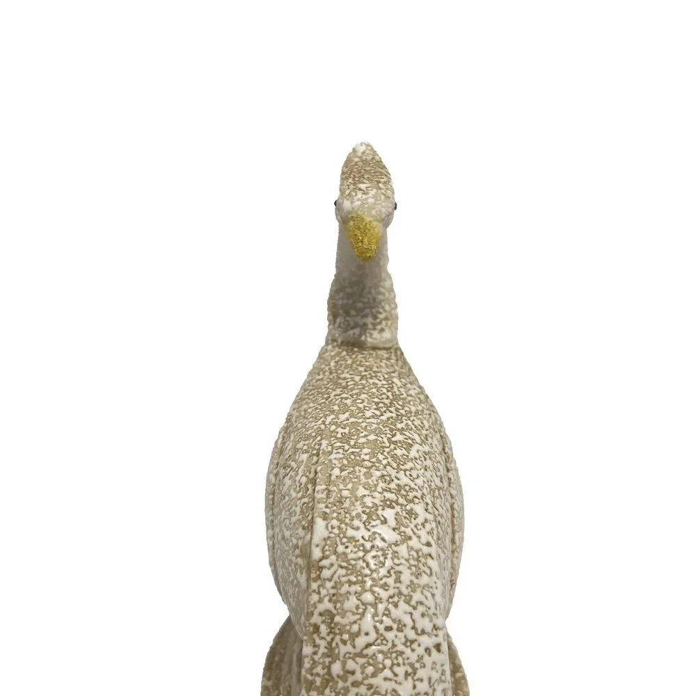 Vintage MCM China Craft Beige Splatter Textured Ceramic Peacock Bird 11.75